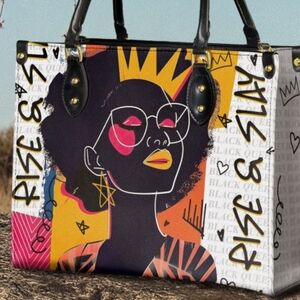 Bold Black and Red Tote with Urban Art Flair